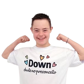 Pessoa apoiando a causa Downchute